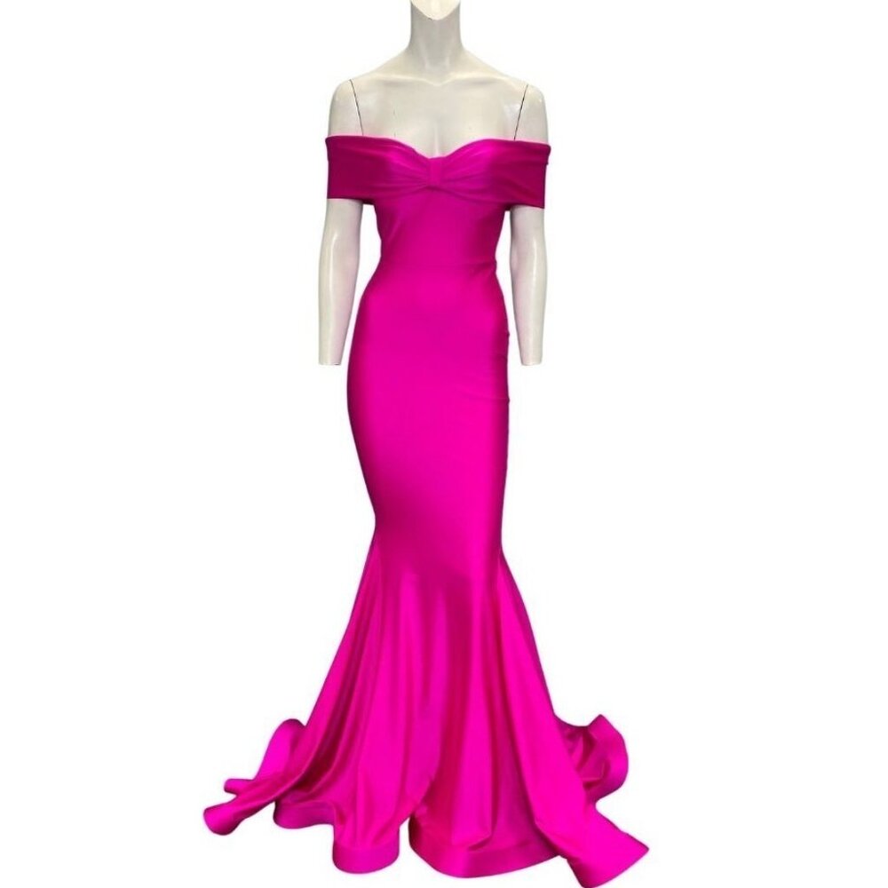 Jessica Angel Off The Shoulder Mermaid Gown 538 Fuchsia Pink Size XS NWT